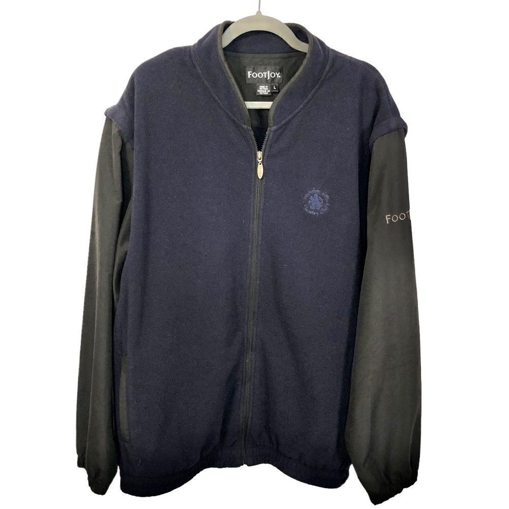 Footjoy Men’s Full Zip Fleece Golf Jacket Navy/Black Size Large